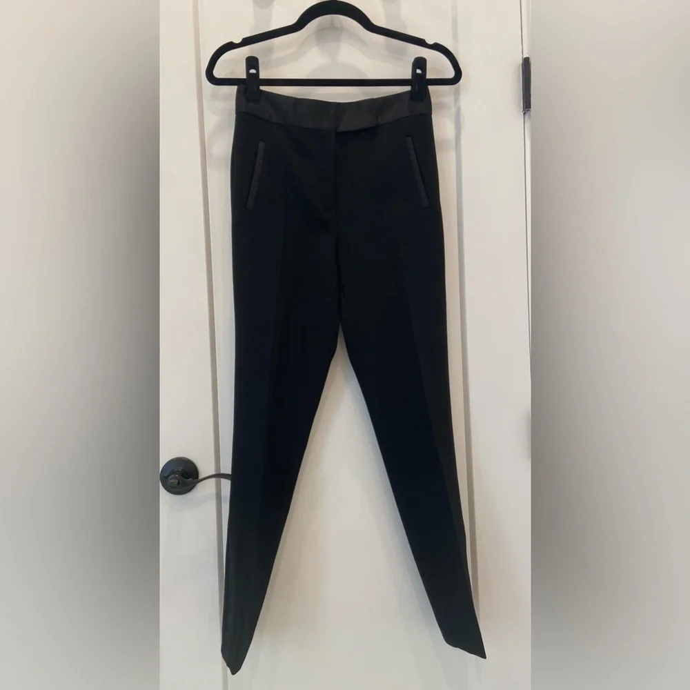 Zara NWOT Black Tuxedo Style Pants with Satin Trim - Picture 1 of 4